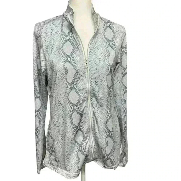 SOFIBELLA NWOT UV Feather Womens Anaconda Print Full Zip Tennis Jacket Size M - Picture 4 of 9